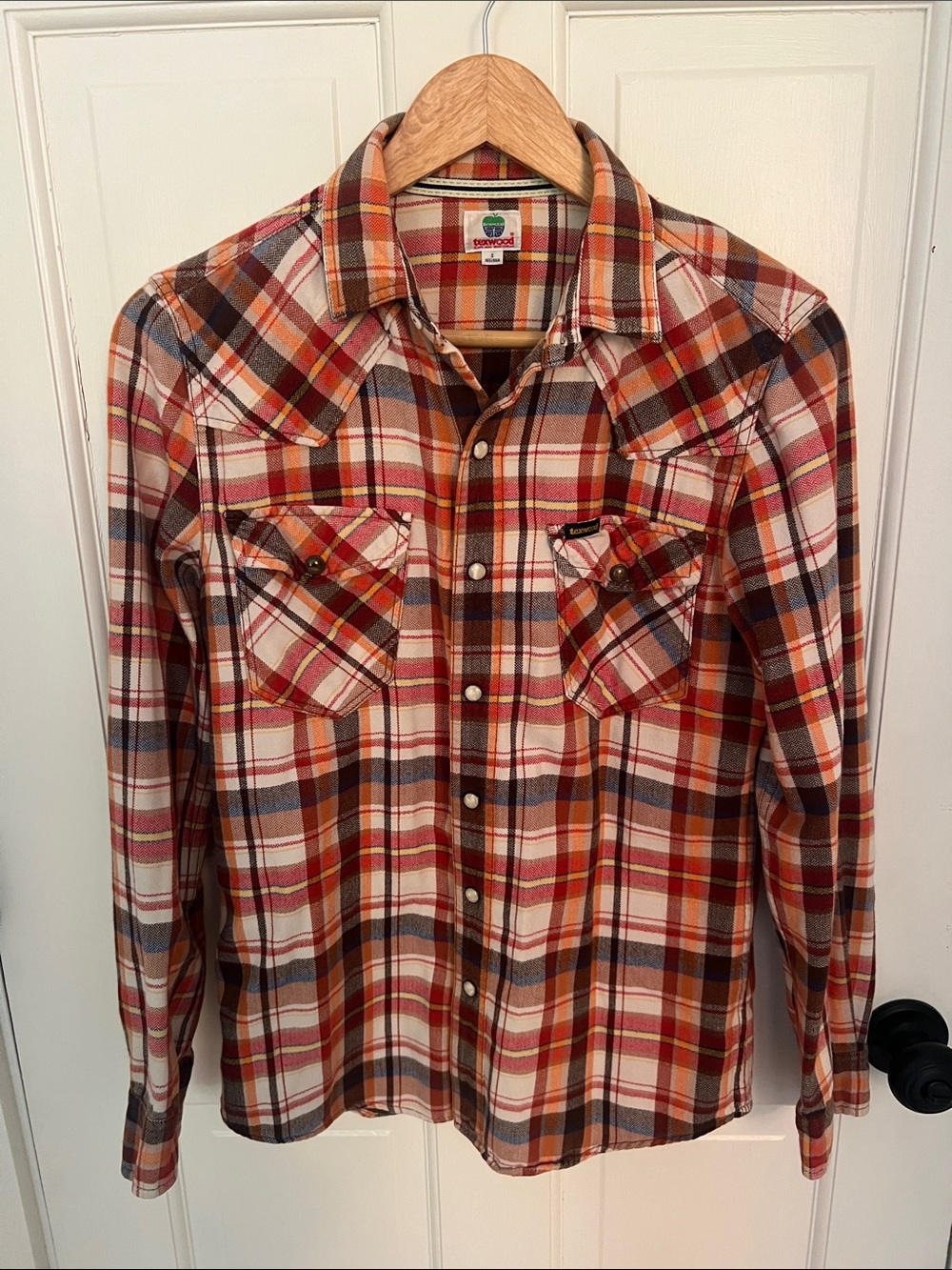 Classic Plaid Button-Down Shirt in Red & Brown - Women's
